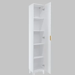 Garnero Arredamenti Colonne Per Bagno-Colonna bagno 35x198h cm 1 anta bianco frontale decorato Konny Bianco Lucido - Bianco opaco