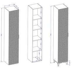 Garnero Arredamenti Colonne Per Bagno-Colonna bagno 35x198h cm 1 anta bianco frontale decorato Konny Bianco Lucido - Bianco opaco