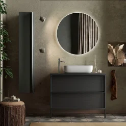 Garnero Arredamenti Colonne Per Bagno-Colonna bagno 26x138h cm 1 anta nero frassinato Absolut