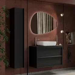 Garnero Arredamenti Colonne Per Bagno-Colonna bagno 26x138h cm 1 anta nero frassinato Absolut