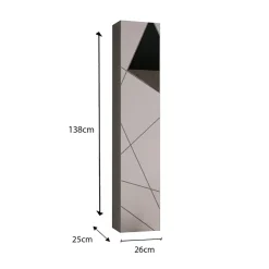 Garnero Arredamenti Colonne Per Bagno-Colonna bagno 26x138h cm 1 anta bianco lucido specchi Olimpo