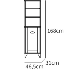 Garnero Arredamenti Colonne Per Bagno-Colonna bagno 47x168h cm 1 anta 3 vani rovere bianco Ilias