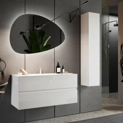 Garnero Arredamenti Colonne Per Bagno-Colonna bagno 25x138h cm 1 anta bianco lucido Moon