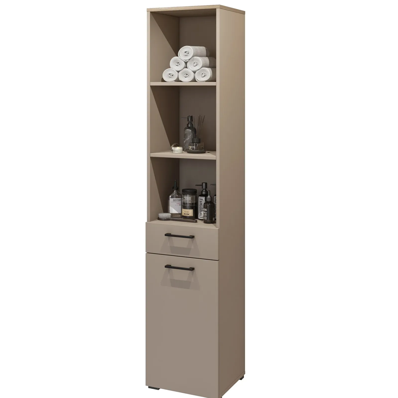 Garnero Arredamenti Colonne Per Bagno-Colonna bagno 40x197h cm 1 anta 1 cassetto beige Wave