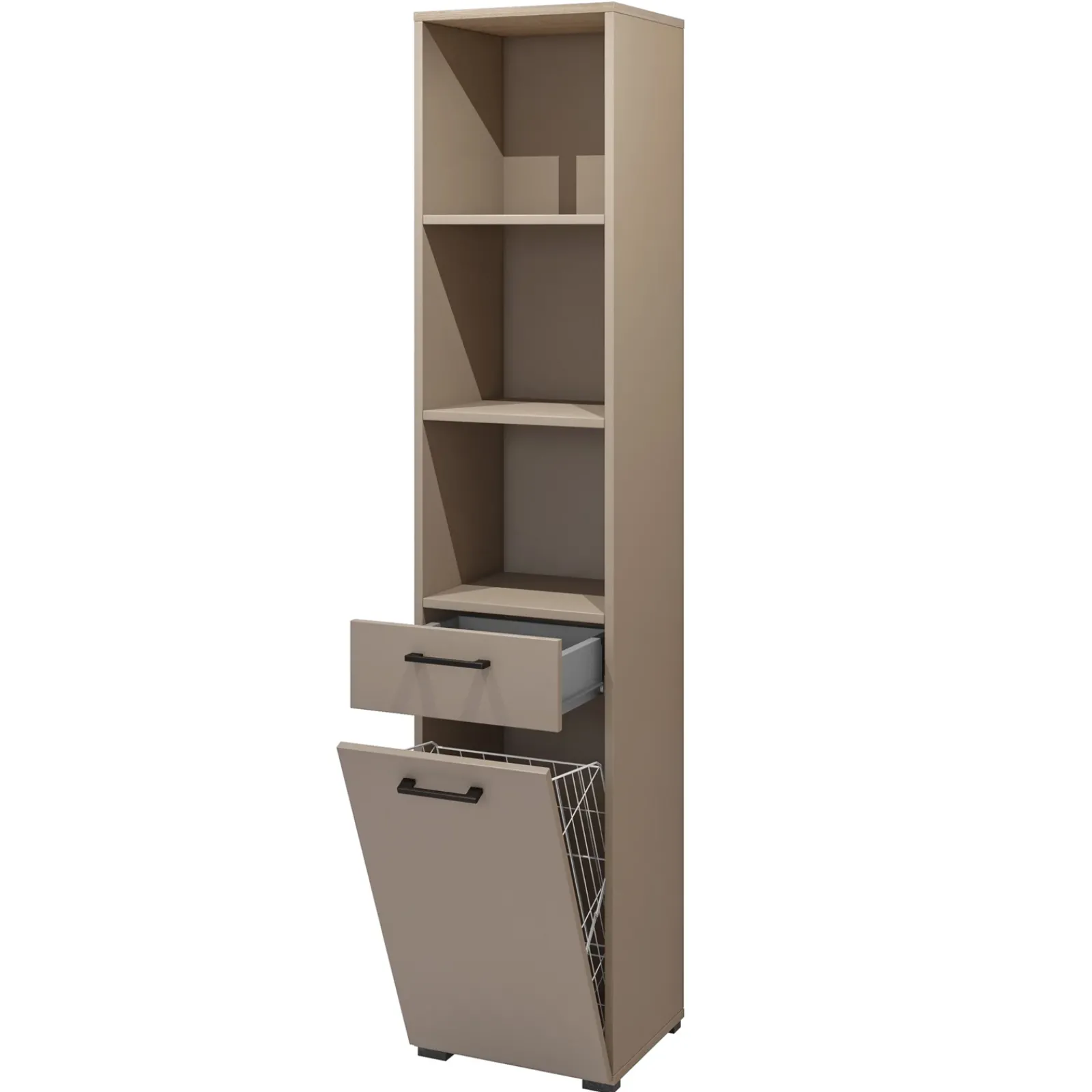 Garnero Arredamenti Colonne Per Bagno-Colonna bagno 40x197h cm 1 anta 1 cassetto beige Wave