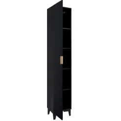 Garnero Arredamenti Colonne Per Bagno-Colonna bagno 35x198h cm 1 anta nero frontale decorato Konny Nero Lucido - Nero opaco