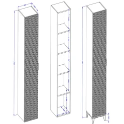 Garnero Arredamenti Colonne Per Bagno-Colonna bagno 35x198h cm 1 anta nero frontale decorato Konny Nero Lucido - Nero opaco