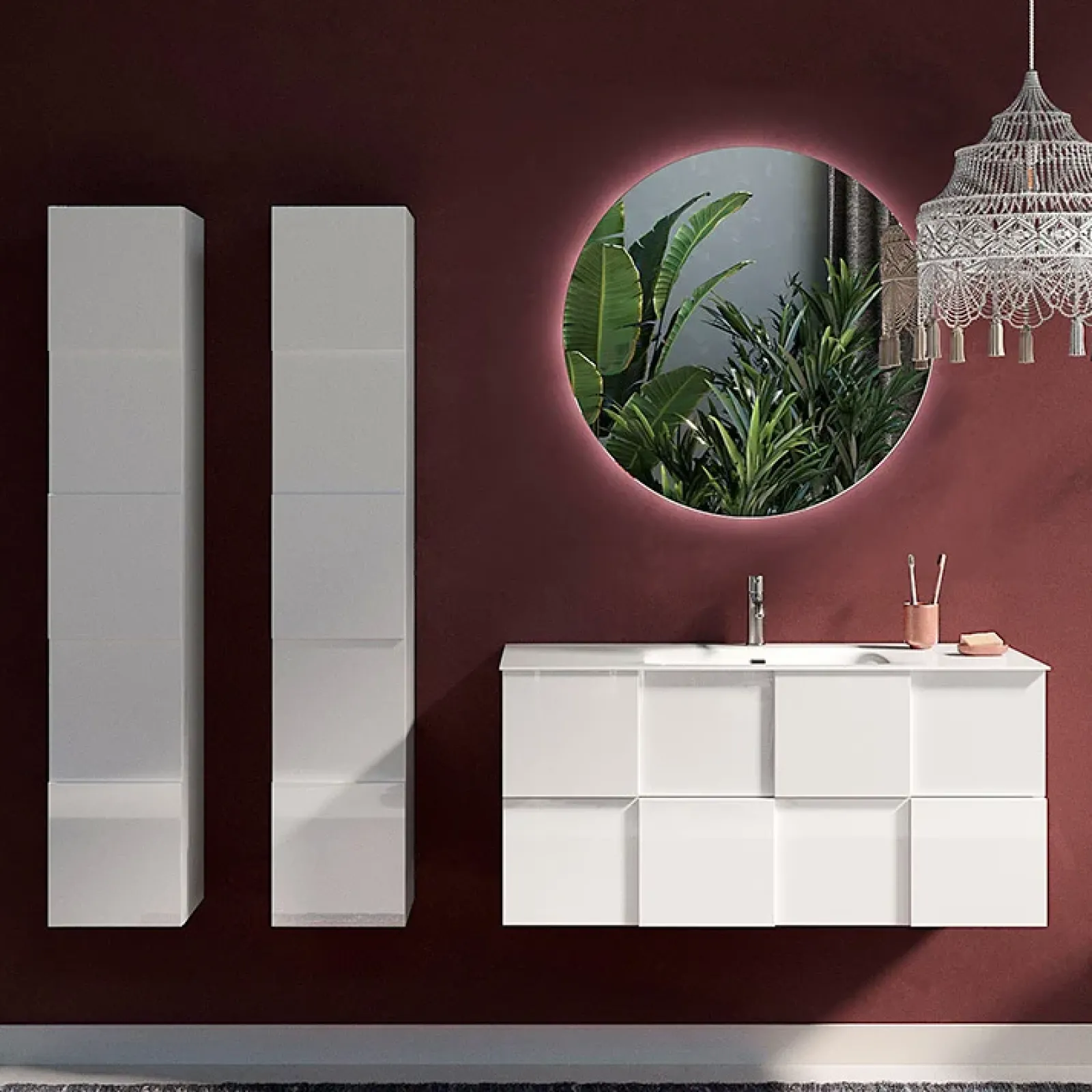 Garnero Arredamenti Colonne Per Bagno-Colonna bagno 25x138h cm 1 anta bianco lucido Obsession