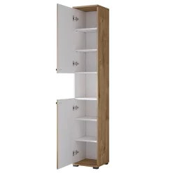 Garnero Arredamenti Colonne Per Bagno-Colonna bagno 35x195h cm 2 ante 1 vano a giorno bianco lucido rovere Crystal