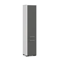 Garnero Arredamenti Colonne Per Bagno-Colonna bagno 30x140h cm 2 ante grigio bianco Woters Bianco Opaco - Grigio