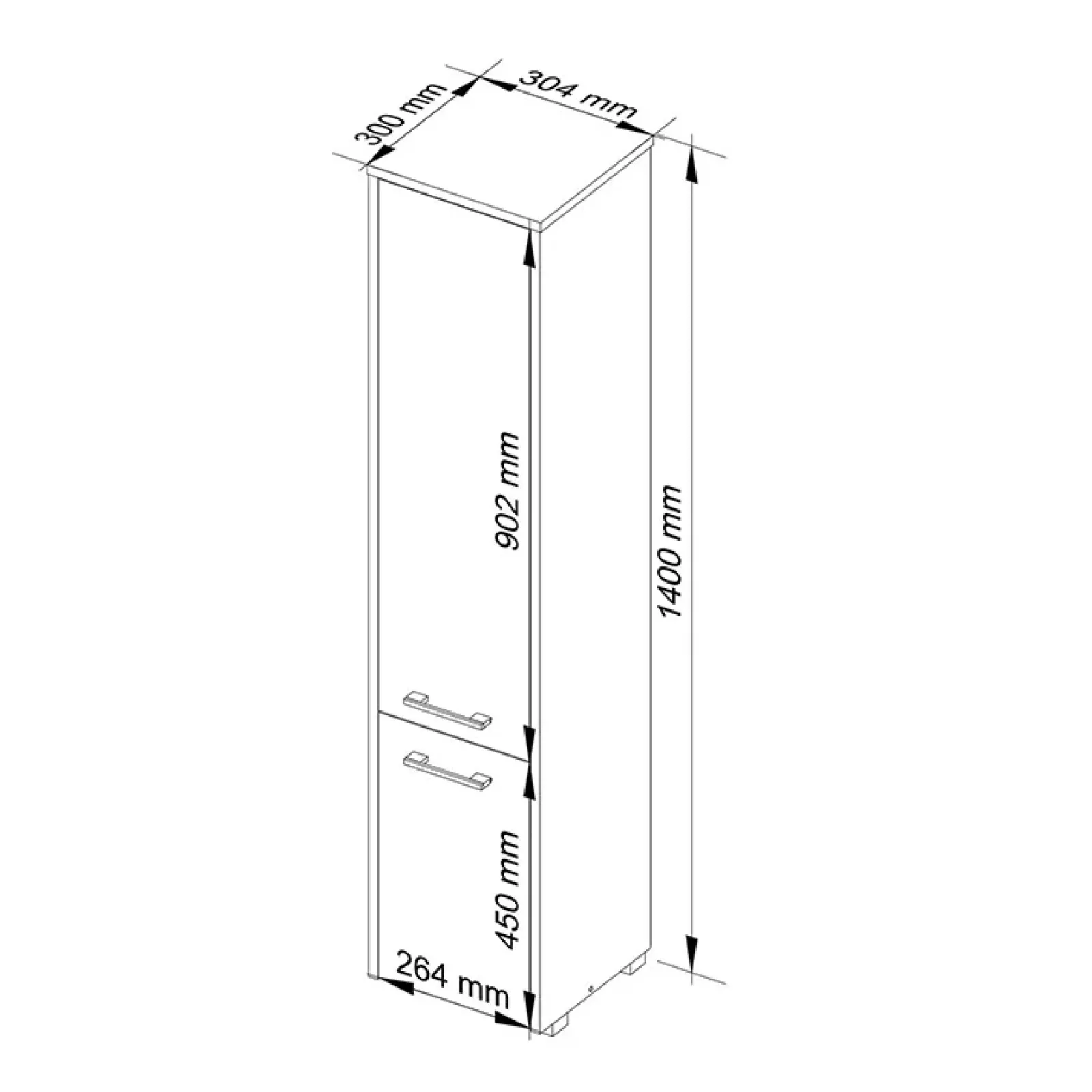 Garnero Arredamenti Colonne Per Bagno-Colonna bagno 30x140h cm 2 ante grigio bianco Woters Bianco Opaco - Grigio