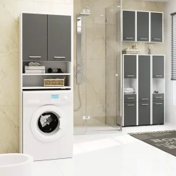 Garnero Arredamenti Colonne Per Bagno-Colonna bagno 30x140h cm 2 ante grigio bianco Woters Bianco Opaco - Grigio