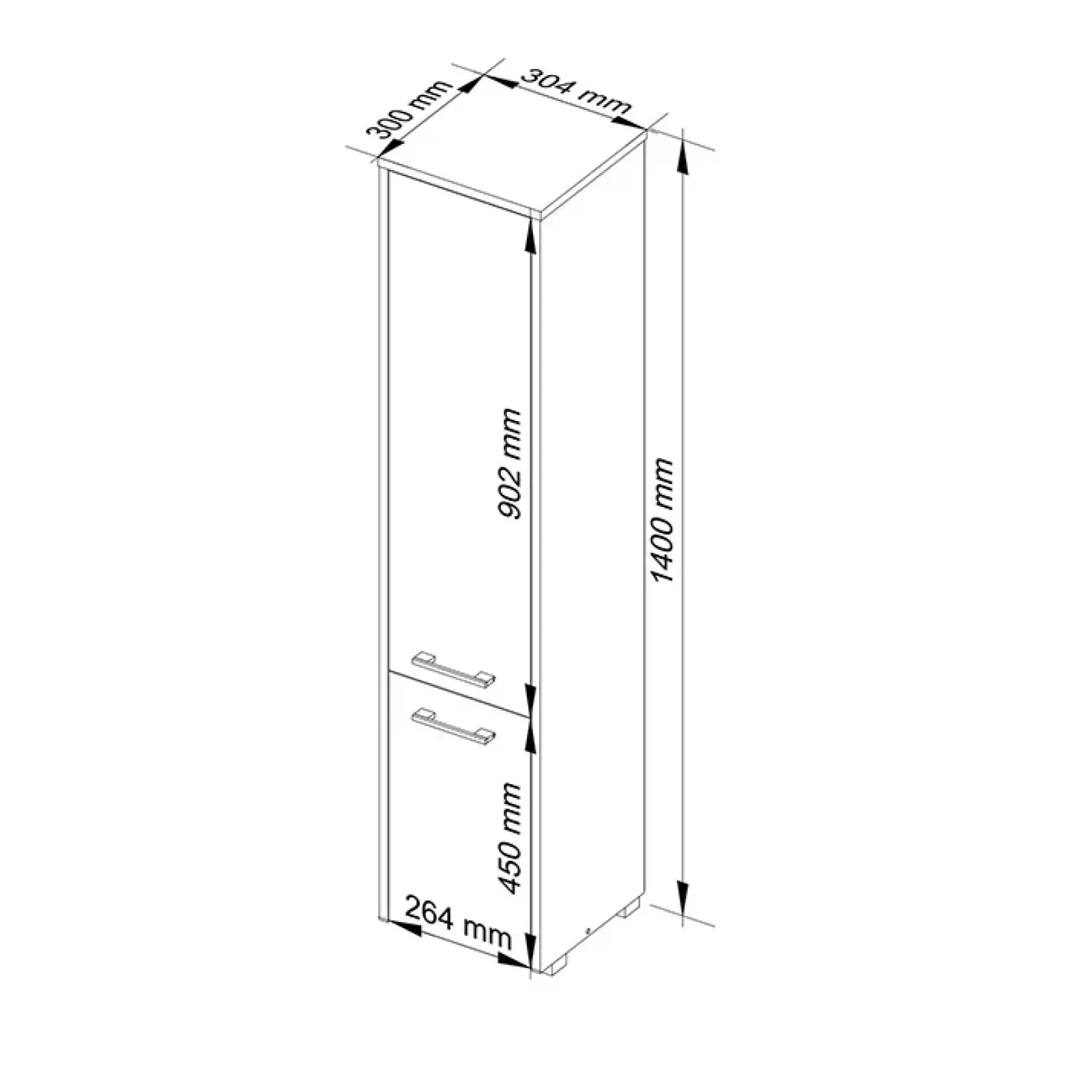 Garnero Arredamenti Colonne Per Bagno-Colonna bagno 30x140h cm 2 ante bianco Woters Bianco Opaco