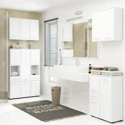 Garnero Arredamenti Colonne Per Bagno-Colonna bagno 30x140h cm 2 ante bianco Woters Bianco Opaco