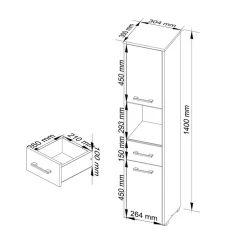 Garnero Arredamenti Colonne Per Bagno-Colonna bagno 30x140h cm 2 ante 1 vano a giorno bianco Woters Bianco Opaco
