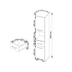Garnero Arredamenti Colonne Per Bagno-Colonna bagno 30x140h cm 2 ante 1 vano a giorno rovere bianco Woters Bianco Opaco - Rovere
