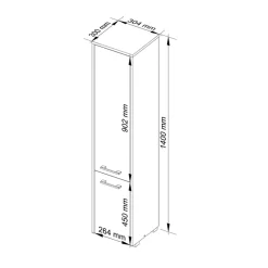 Garnero Arredamenti Colonne Per Bagno-Colonna bagno 30x140h cm 2 ante rovere bianco Woters Bianco Opaco - Rovere