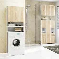 Garnero Arredamenti Colonne Per Bagno-Colonna bagno 30x140h cm 2 ante rovere bianco Woters Bianco Opaco - Rovere