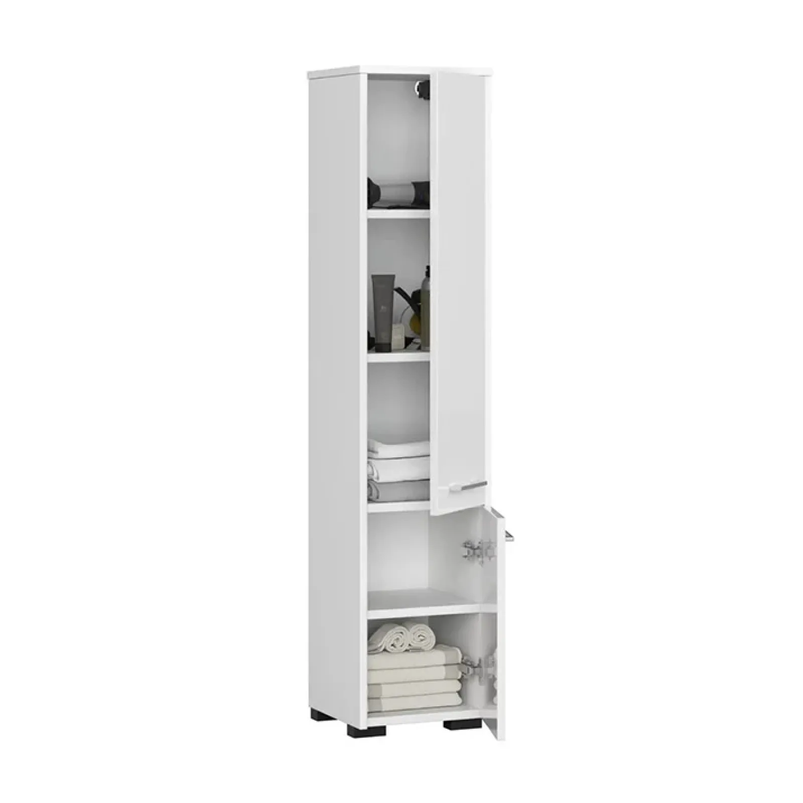 Garnero Arredamenti Colonne Per Bagno-Colonna bagno 30x140h cm 2 ante Woters Bianco Lucido