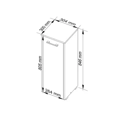 Garnero Arredamenti Colonne Per Bagno-Colonna bagno 30x85h cm bassa 1 anta Woters Bianco Lucido