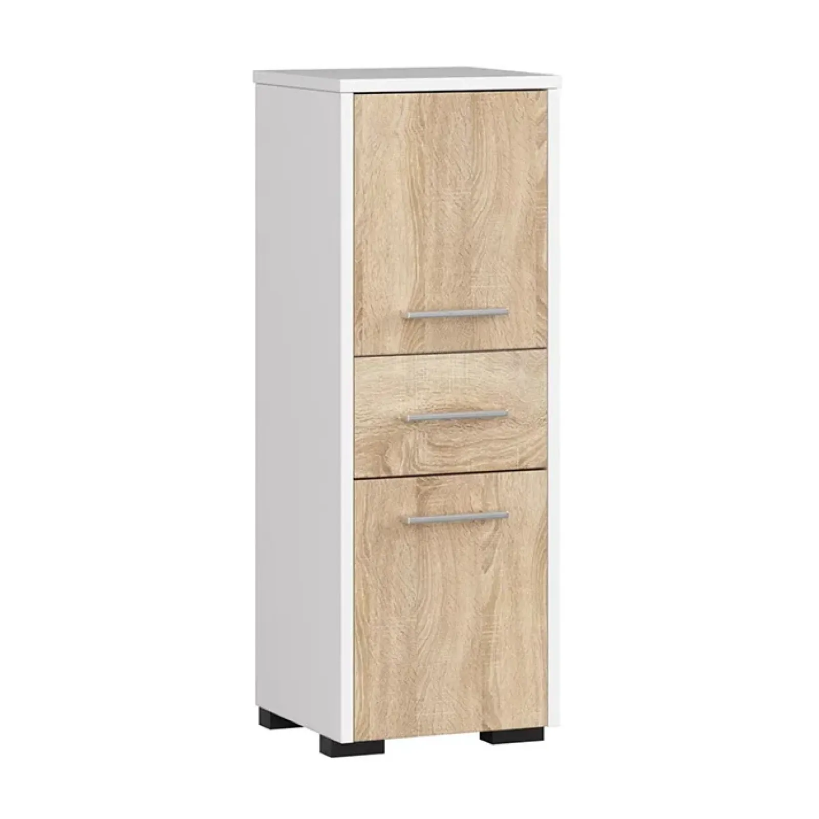 Garnero Arredamenti Colonne Per Bagno-Colonna bagno 30x85h cm bassa 2 ante 1 cassetto rovere bianco Woters Bianco Opaco - Rovere