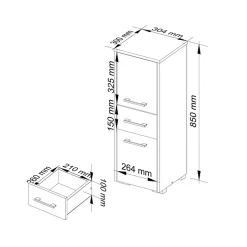 Garnero Arredamenti Colonne Per Bagno-Colonna bagno 30x85h cm bassa 2 ante 1 cassetto rovere bianco Woters Bianco Opaco - Rovere