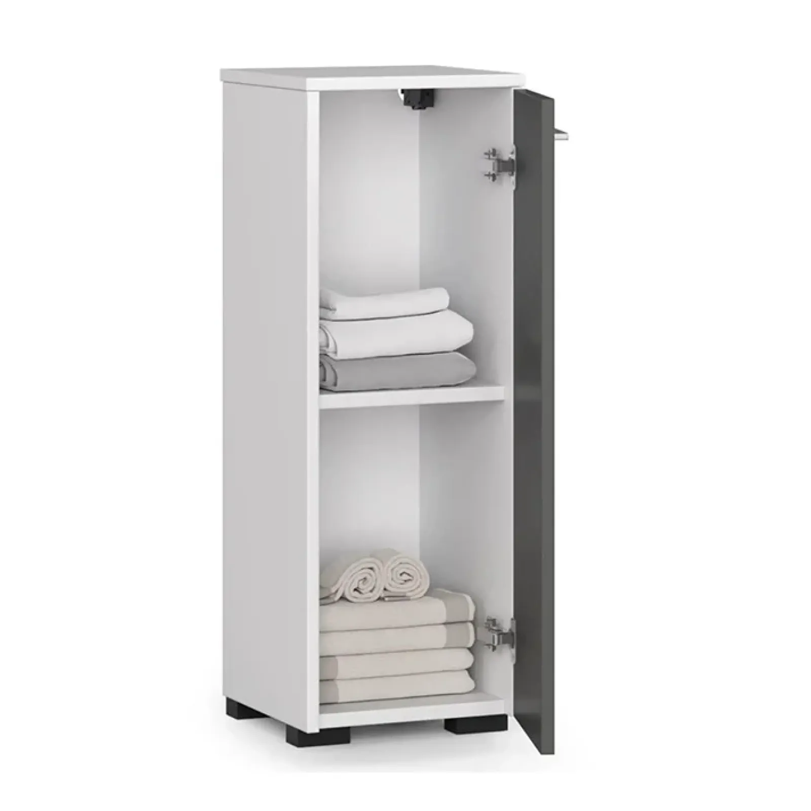 Garnero Arredamenti Colonne Per Bagno-Colonna bagno 30x85h cm bassa 1 anta grigio bianco Woters Bianco Opaco - Grigio