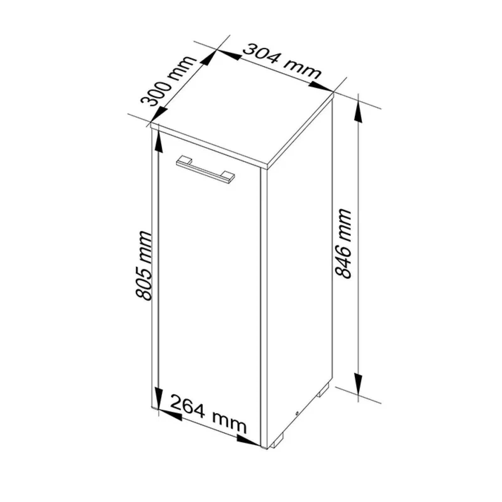 Garnero Arredamenti Colonne Per Bagno-Colonna bagno 30x85h cm bassa 1 anta grigio bianco Woters Bianco Opaco - Grigio