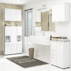 Garnero Arredamenti Colonne Per Bagno-Colonna bagno 30x85h cm bassa 2 ante 1 cassetto bianco Woters Bianco Opaco