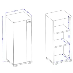 Garnero Arredamenti Colonne Per Bagno-Colonna bagno 35x86h cm bassa 1 anta bianco lucido rovere Crystal