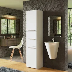 Garnero Arredamenti Colonne Per Bagno-Colonna bagno 40x170h cm con ante moderna bianco Ramona