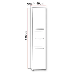 Garnero Arredamenti Colonne Per Bagno-Colonna bagno 40x170h cm con ante moderna bianco Ramona