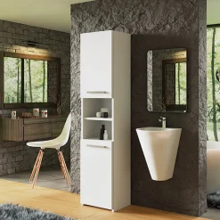 Garnero Arredamenti Colonne Per Bagno-Colonna bagno 40x170h cm moderna con ripiano bianco Ramona