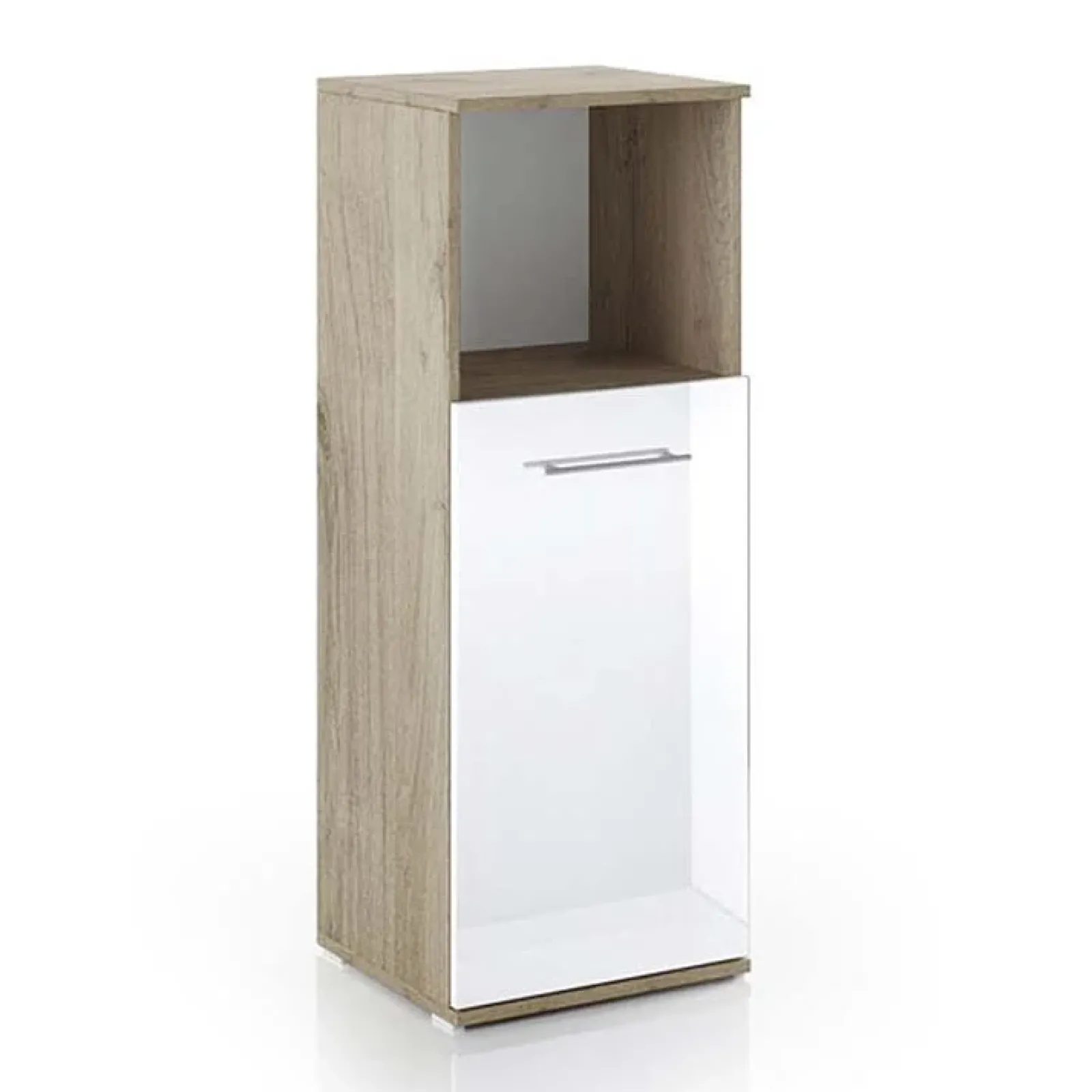 Garnero Arredamenti Cassettiere Ufficio|Cassettiera-Colonna bassa ufficio 40x106h cm 1 anta rovere bianco lucido Time B Bianco Lucido - Rovere