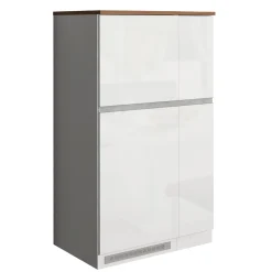 Garnero Arredamenti Scaffali E Dispense-Colonna frigo dispensa cucina 90x165h cm moderna bianco rovere Gourmet Bianco Lucido - Rovere