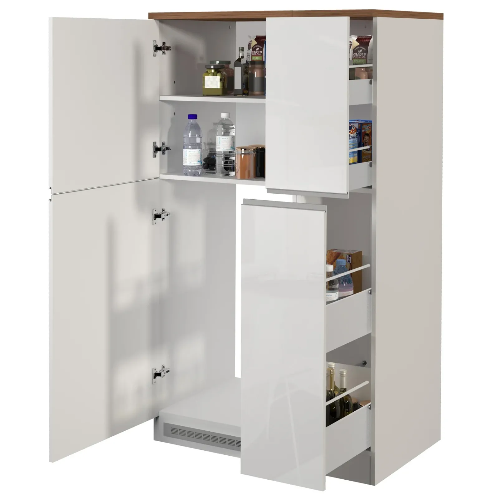 Garnero Arredamenti Scaffali E Dispense-Colonna frigo dispensa cucina 90x165h cm moderna bianco rovere Gourmet Bianco Lucido - Rovere
