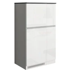 Garnero Arredamenti Scaffali E Dispense-Colonna frigo dispensa cucina 90x165h cm moderna bianco grigio pietra Gourmet Bianco Lucido - Grigio pietra