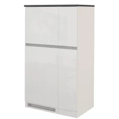 Garnero Arredamenti Scaffali E Dispense-Colonna frigo dispensa cucina 90x165h cm moderna bianco grigio pietra Gourmet Bianco Lucido - Grigio pietra