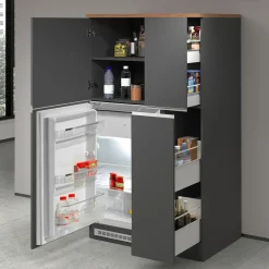 Garnero Arredamenti Scaffali E Dispense-Colonna frigo dispensa cucina 90x165h cm moderna antracite rovere Gourmet Antracite - Rovere