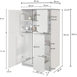 Garnero Arredamenti Scaffali E Dispense-Colonna frigo dispensa cucina 90x165h cm moderna antracite rovere Gourmet Antracite - Rovere