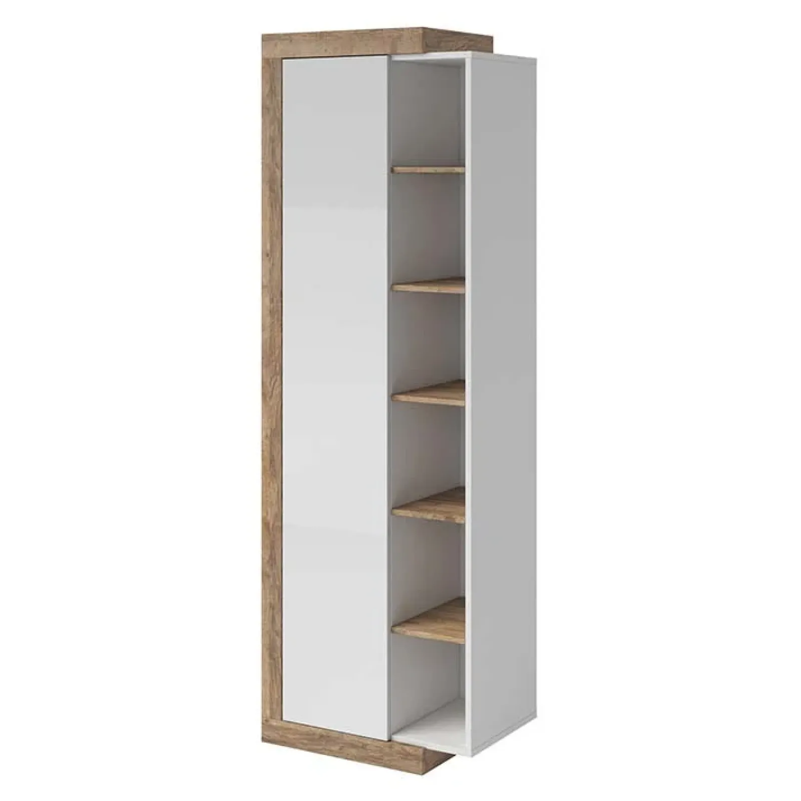 Garnero Arredamenti Librerie|Librerie-Colonna libreria 67x200h cm 1 anta moderna bianco lucido rovere Aria