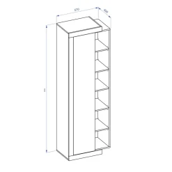 Garnero Arredamenti Librerie|Librerie-Colonna libreria 67x200h cm 1 anta moderna bianco lucido rovere Aria