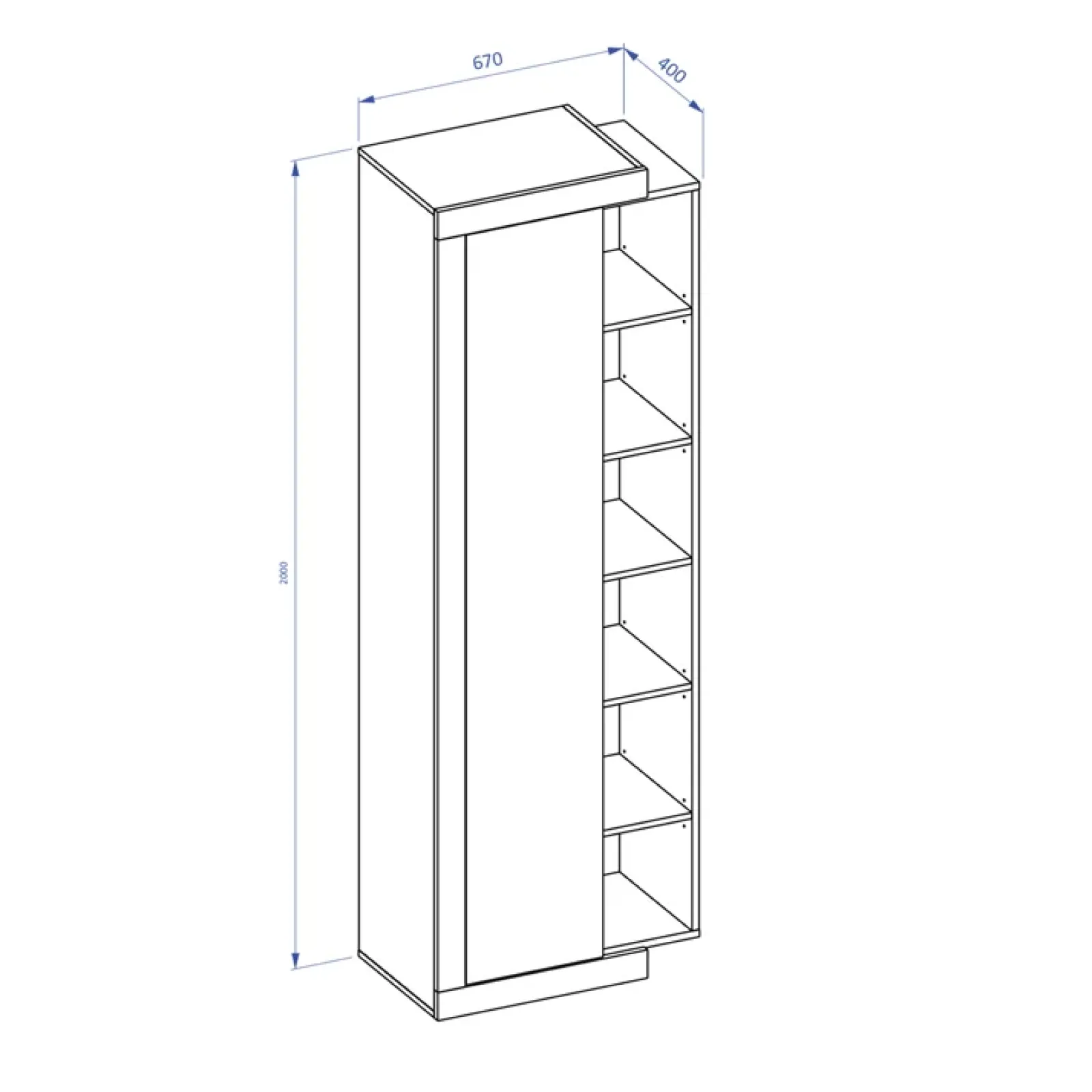 Garnero Arredamenti Librerie|Librerie-Colonna libreria 67x200h cm 1 anta moderna bianco lucido rovere Aria