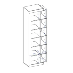 Garnero Arredamenti Librerie|Librerie-Colonna libreria 67x200h cm 1 anta moderna bianco lucido rovere Aria