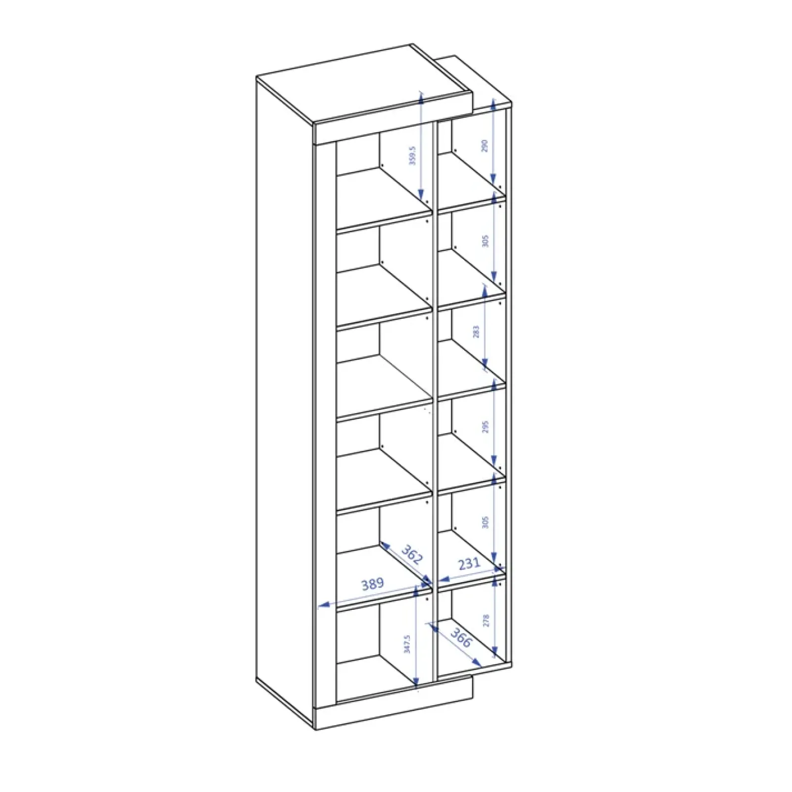 Garnero Arredamenti Librerie|Librerie-Colonna libreria 67x200h cm 1 anta moderna bianco lucido rovere Aria