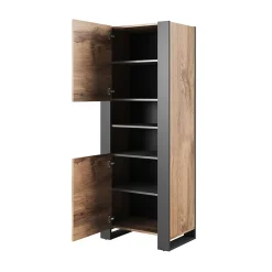 Garnero Arredamenti Credenza Alta-Colonna soggiorno 65x171h cm 2 ante 2 vani a giorno legno antracite Tampere