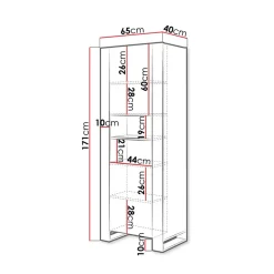 Garnero Arredamenti Credenza Alta-Colonna soggiorno 65x171h cm 2 ante 2 vani a giorno legno antracite Tampere