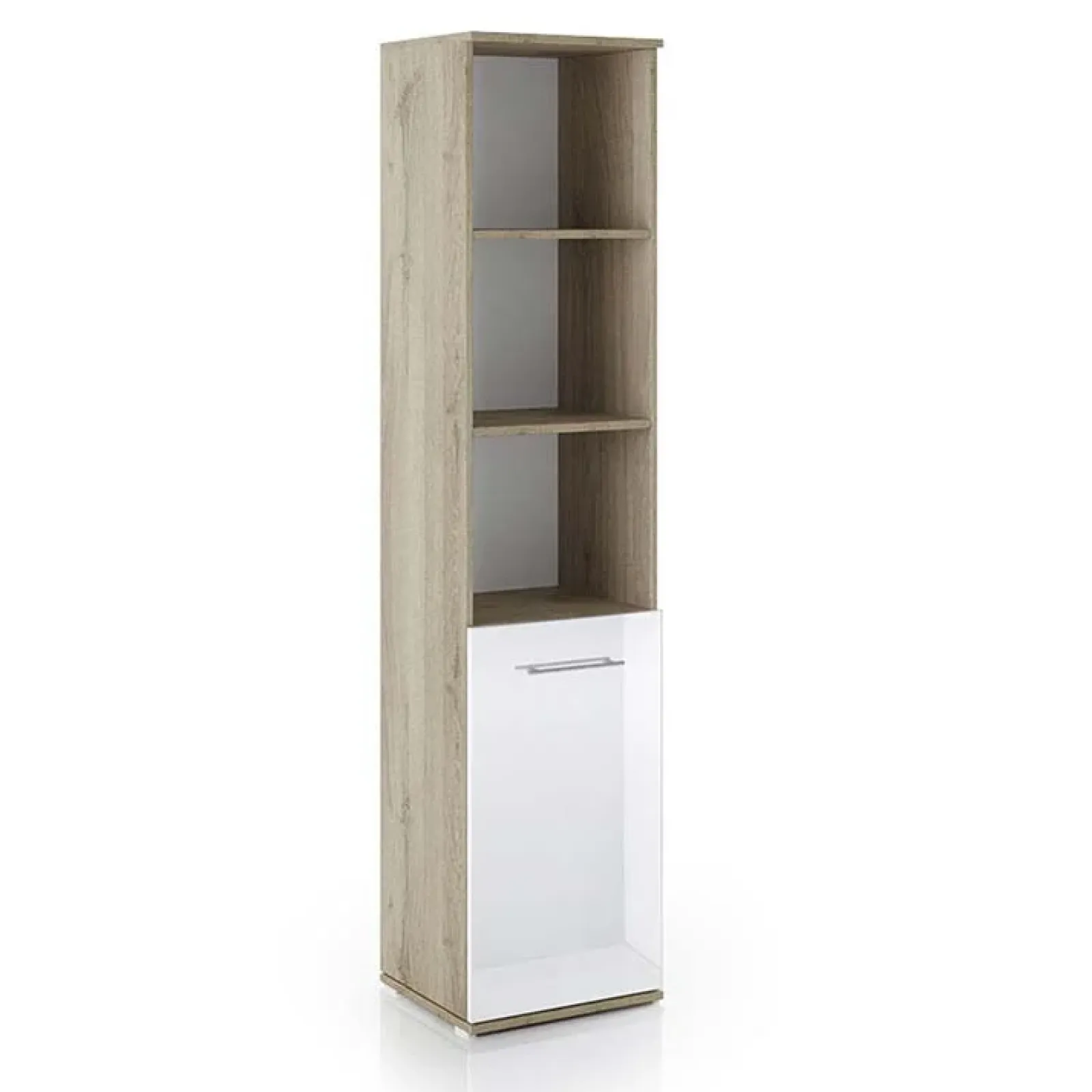 Garnero Arredamenti Librerie Ufficio|Librerie-Colonna ufficio 40x176h cm libreria 1 anta e ripiani rovere bianco lucido Time D Bianco Lucido - Rovere