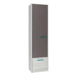 Garnero Arredamenti Armadio Cameretta-Colonna 50x195h cm 1 anta 1 cassetto cameretta bianco pino grigio blu Maya Gihome®