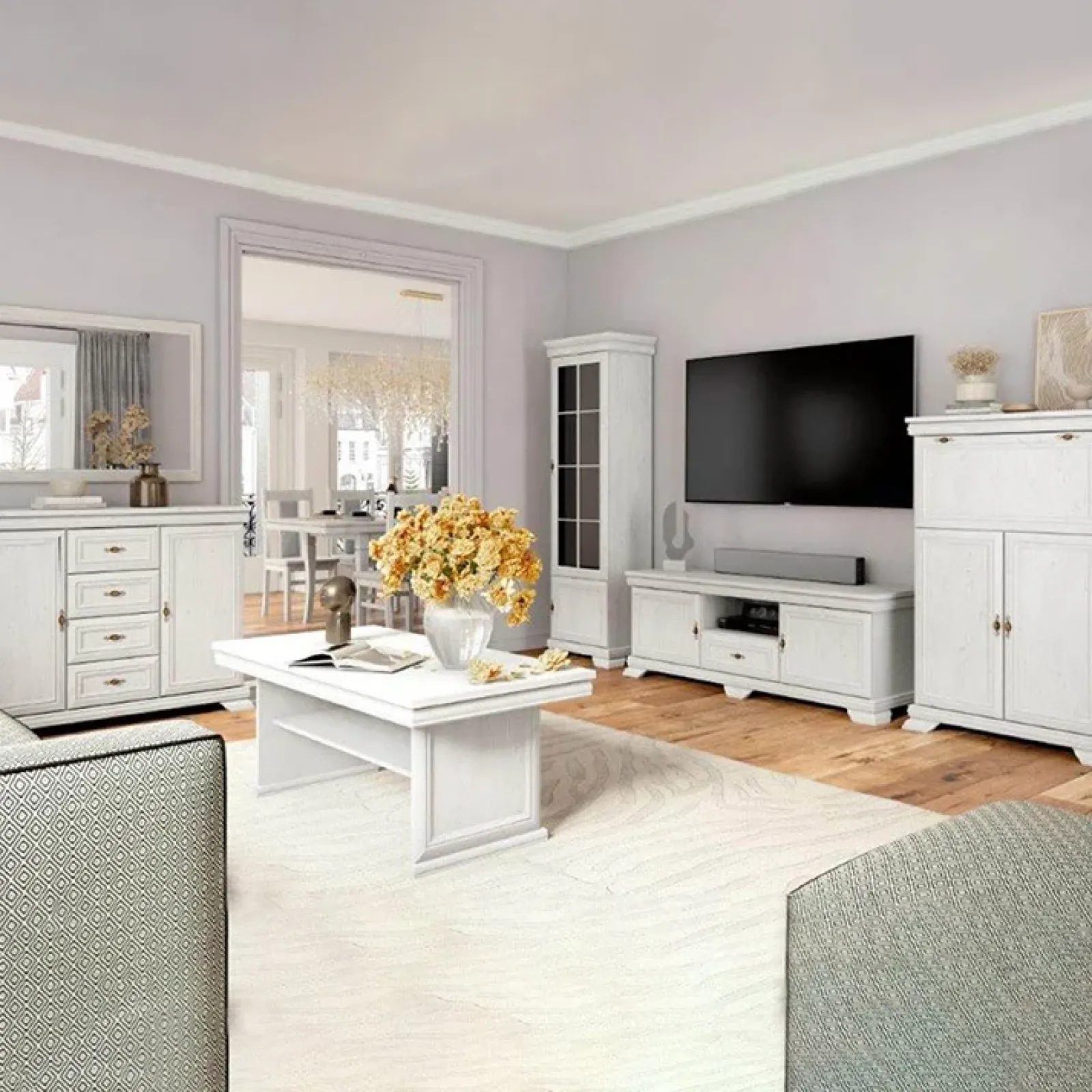 Garnero Arredamenti Credenza Alta-Colonna 58x193h cm shabby 2 ante Kelly Bianco Frassinato